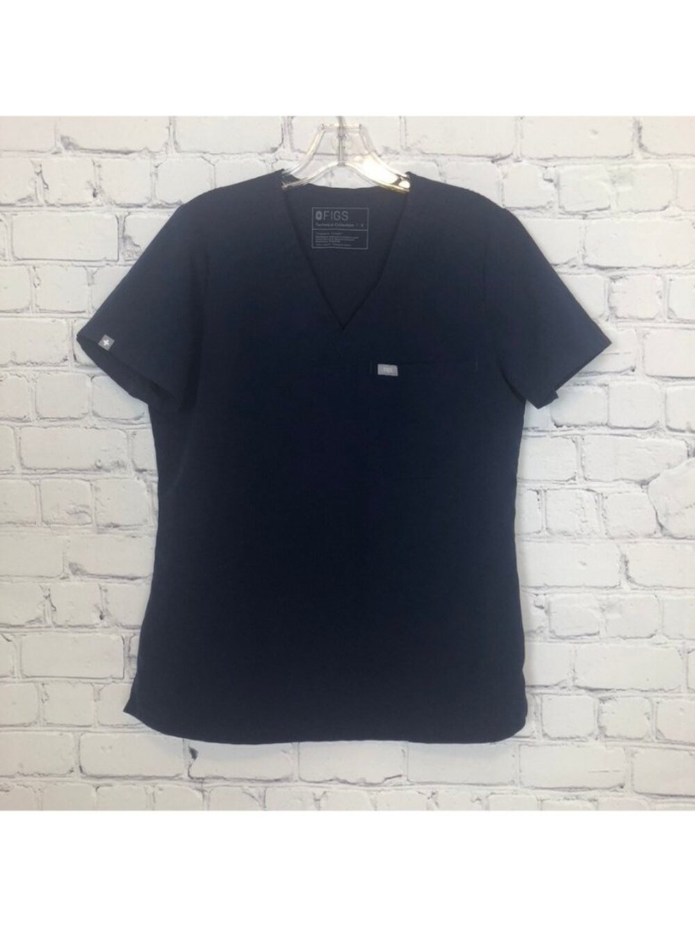 Figs Womens Navy Catarina Scrub Top Size S